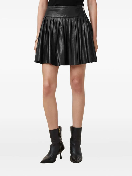  Allsaints Pleated Leather Zip Skirt - Black 