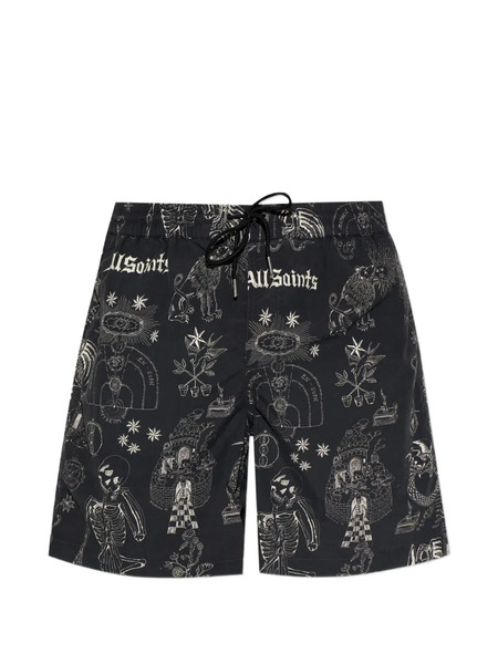  Allsaints Print Beach Shorts - Black 