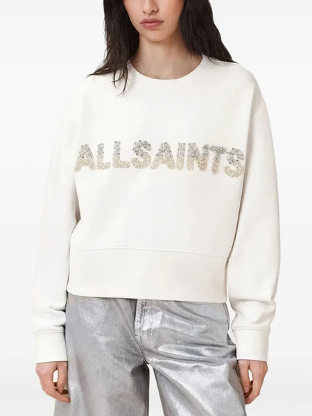  Allsaints Separo Embellished-logo Sweatshirt - Neutrals 