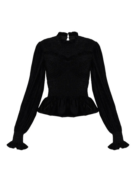  Allsaints Smocked Ruffled Top - Black 