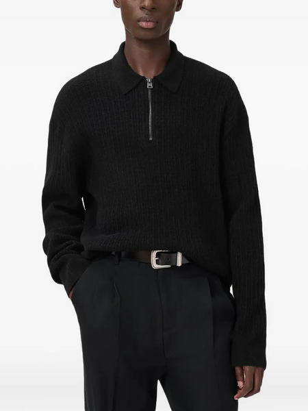  Allsaints Wren Frayed-edge Single-breasted Blazer - Black 
