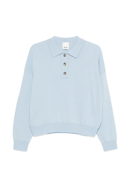  Allude Button Collared Polo Shirt - Blue 