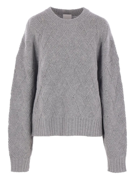  Allude Cable-knit Crew-neck Sweater - Grey 