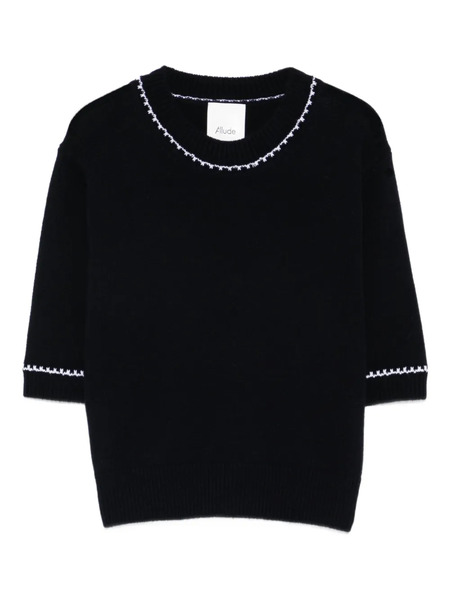  Allude Contrast-trim T-shirt - Blue 