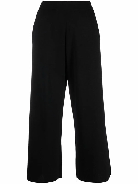  Allude Cropped Wide-leg Wool Trousers - Black 