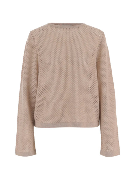  Allude Geometric Open-work Knit Sweater - Neutrals 