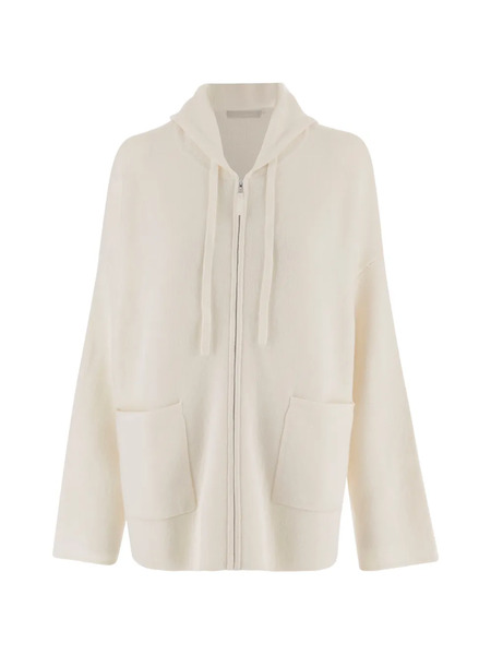  Allude Hooded Zip Cardigan - Neutrals 