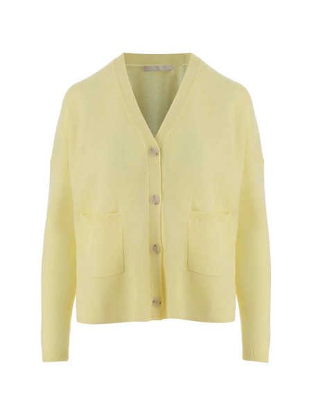  Allude Patch-pockets V-neck Cardigan - Yellow 
