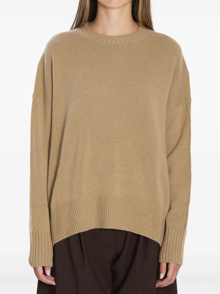  Allude Ribbed Side-slits Cashmere Sweater - Brown 
