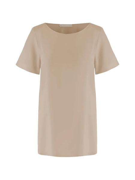  Allude Side Slits Silk T-shirt - Neutrals 
