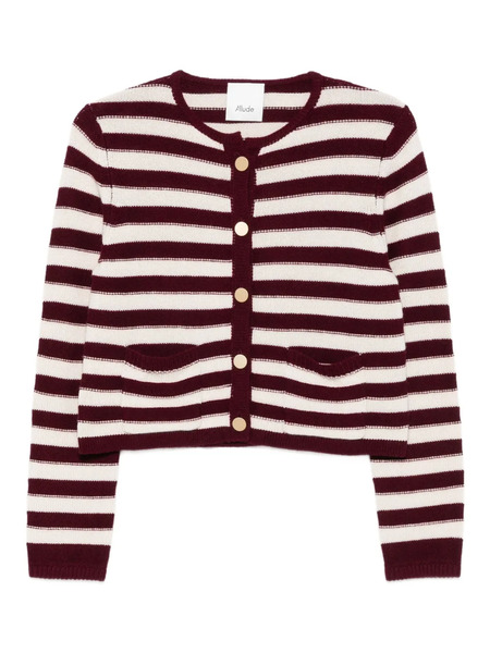  Allude Striped-button Cardigan - Neutrals 