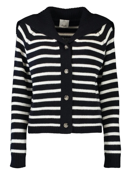  Allude Striped Buttoned Cardigan - Black 