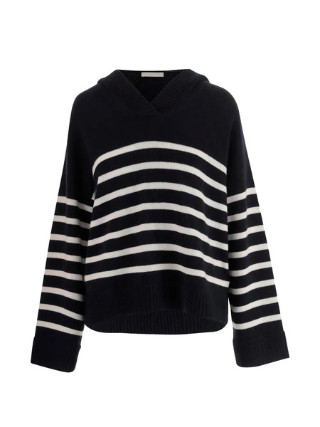  Allude Striped Hooded Sweater - Blue 