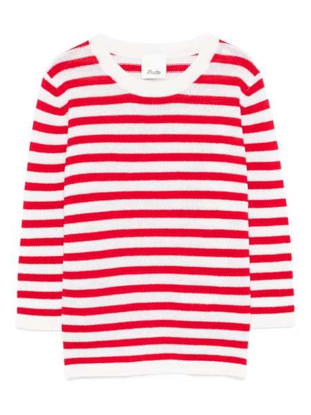  Allude Striped-pattern Sweater - White 