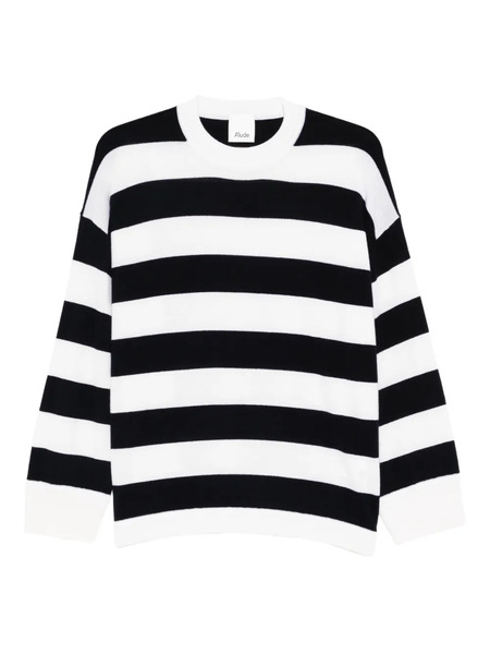  Allude Striped-pattern Sweater - White 
