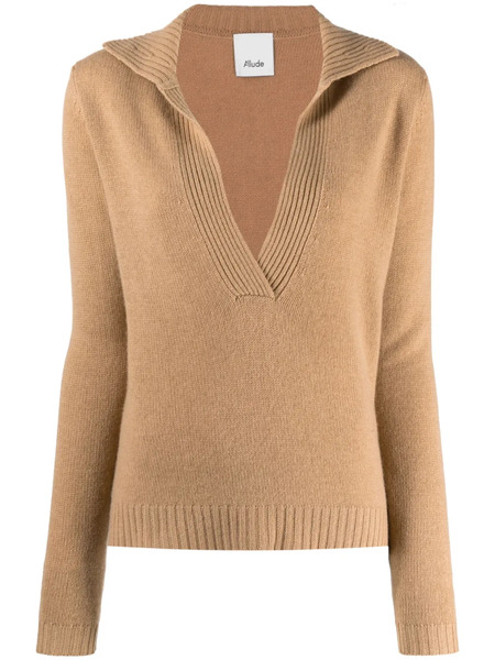  Allude V-neck Cashmere Jumper - Neutrals 