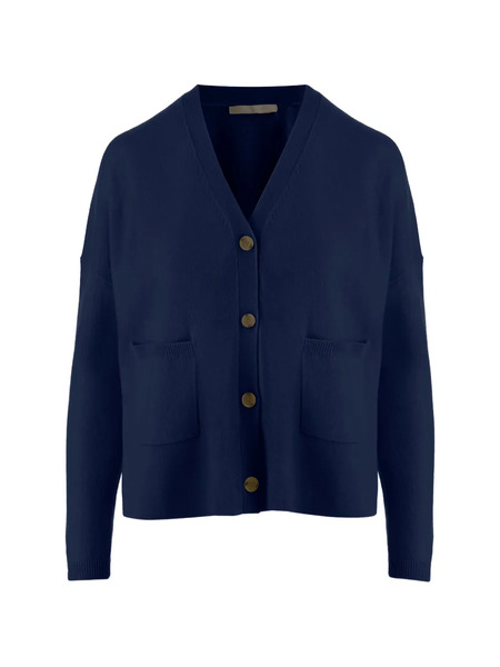  Allude V-neck Patch-pocket Cardigan - Blue 