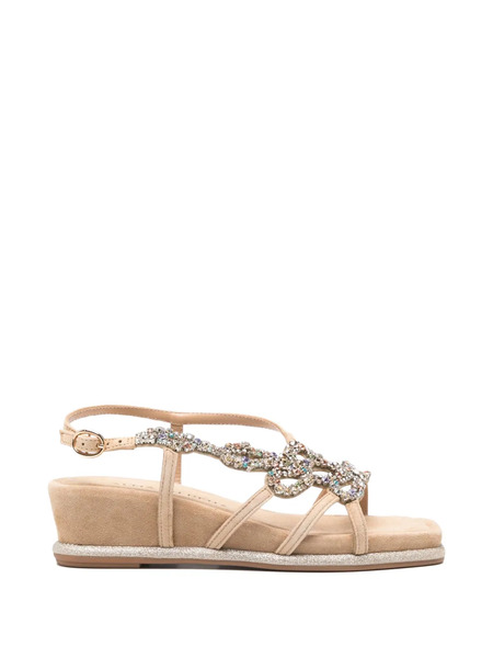  Alma En Pena Embellished Wedge-heel Sandals - Neutrals 