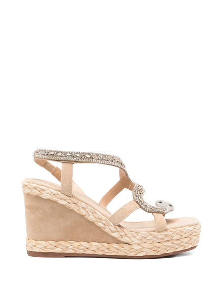  Alma En Pena Snake-embellished Wedge Espadrilles - Neutrals 
