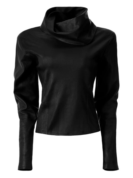  Almaz Cowl-neck Leather Top - Black 