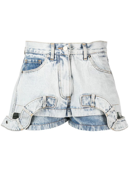  Almaz Mid-rise Layered Denim Shorts - Blue 