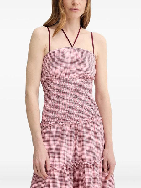  Alohas Gingham Smocked Maxi Dress - Red 