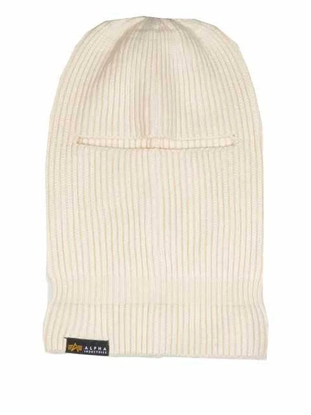  Alpha Industries Logo-patch Ribbed Beanie Hat - White 