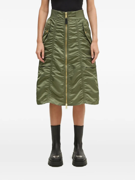  Alpha Industries Zip Gathered Midi Skirt - Green 