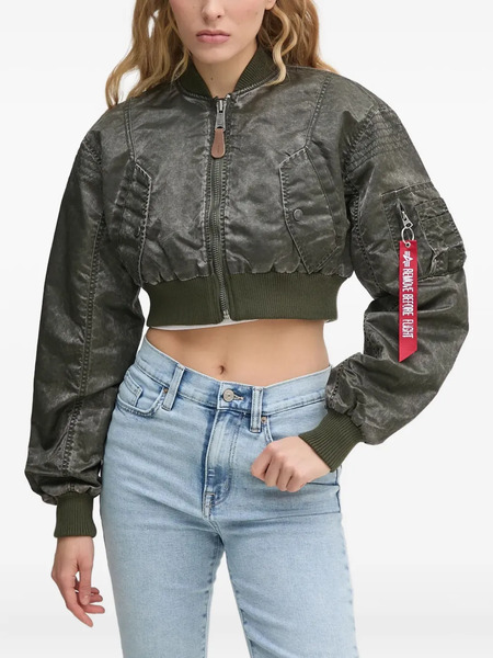  Alpha Industries Zip-up Cropped Bomber Jacket - Green 
