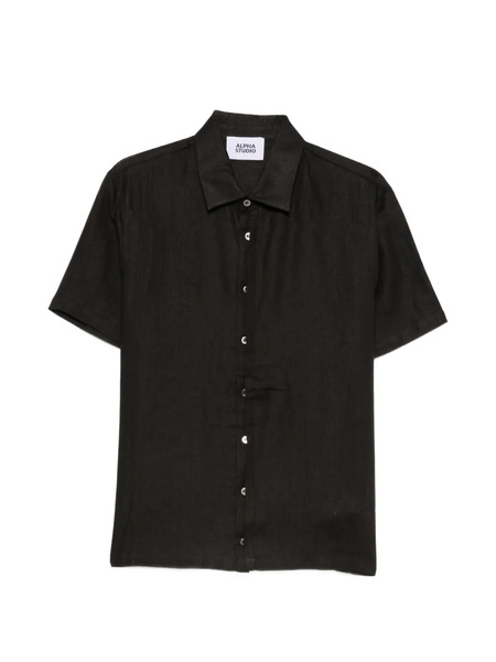  Alpha Studio Buttoned Short-sleeve Shirt - Black 