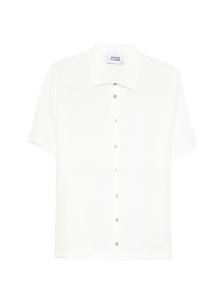  Alpha Studio Buttoned Short-sleeve Shirt - White 