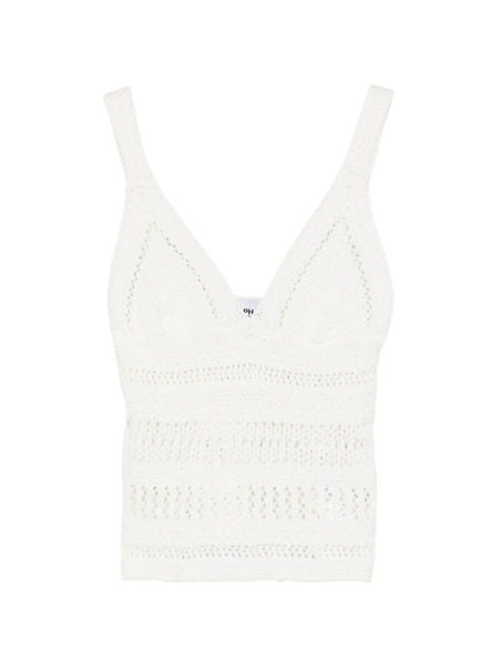  Alpha Studio Crochet V-neck Top - White 