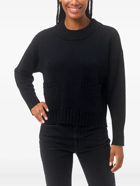  Alpha Studio Front-pocket Crew-neck Sweater - Black 