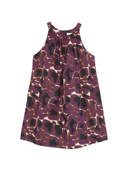  Alpha Studio Gathered Printed Dress - Purple 