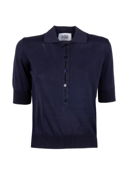  Alpha Studio Polo-collar Top - Blue 
