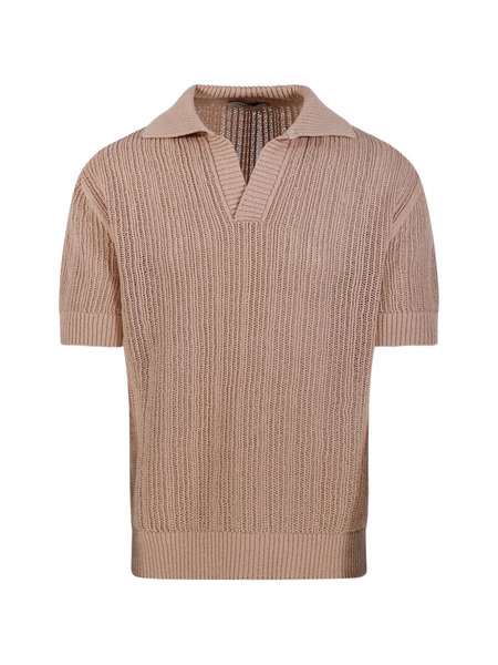  Altea V-neck Short-sleeved Knitted Shirt - Neutrals 