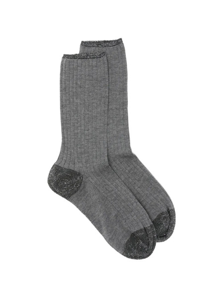  Alto Ribbed Shimmer Trim Socks - Grey 