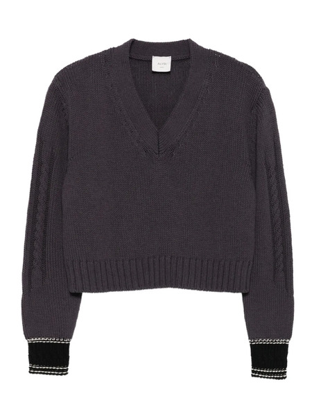  Alysi Cable-knit V-neck Sweater - Grey 