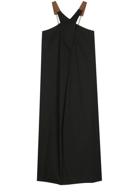  Alysi Crossover-strap Poplin Midi Dress - Black 