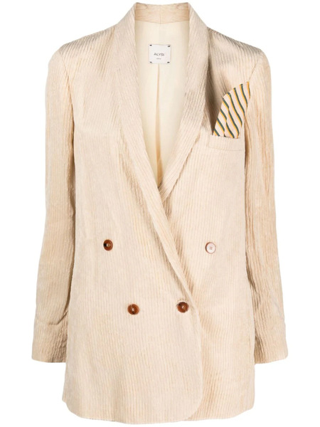  Alysi Double-breasted Corduroy Blazer - Neutrals 