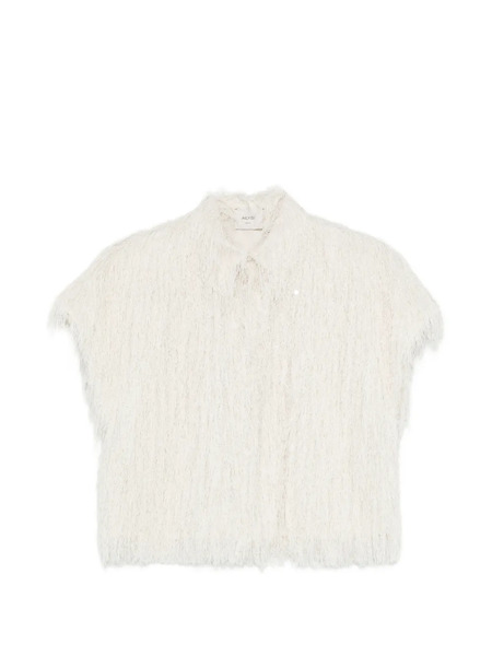  Alysi Fringed Cropped Shirt - Neutrals 