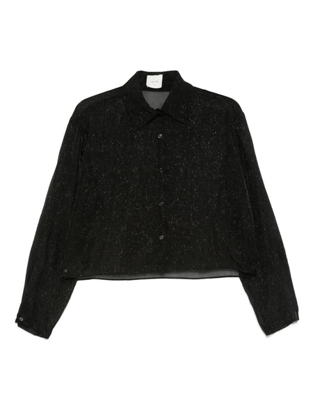  Alysi Glitter-detail Collared Shirt - Black 