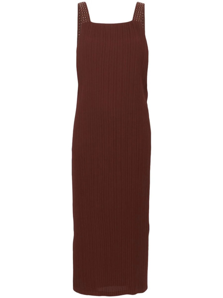  Alysi Interwoven-straps Plissé Midi Dress - Brown 