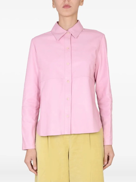  Alysi Leather Button-down Shirt - Pink 