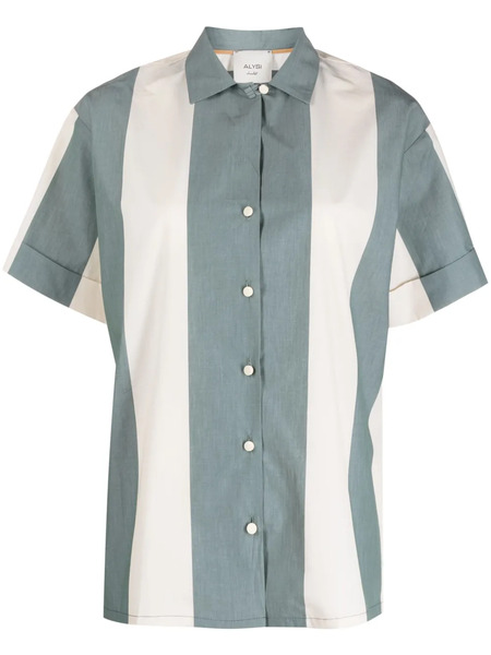  Alysi Maxi Striped Cotton Shirt - Blue 