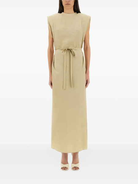  Alysi Padded-shoulder Belted Maxi Dress - Neutrals 