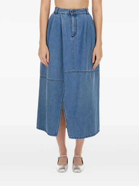 Alysi Pleated Denim Skirt - Blue 