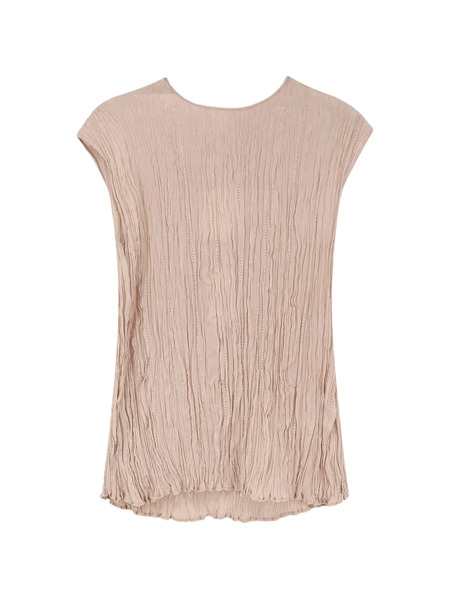  Alysi Round-neck Textured Top - Pink 