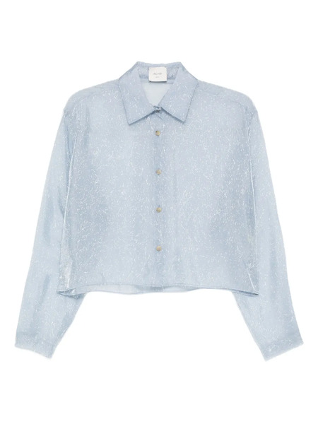  Alysi Speckled Cropped Shirt - Blue 
