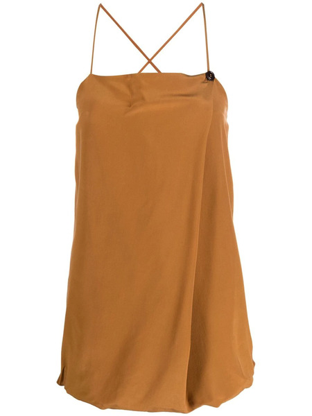  Alysi Square-neck Silk Top - Brown 